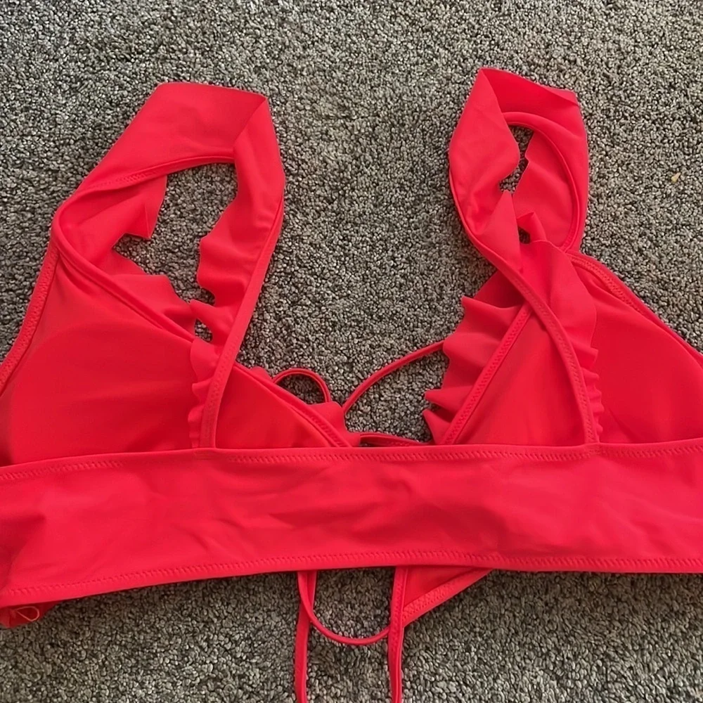 Aerie bright pinkish red bikini top XL